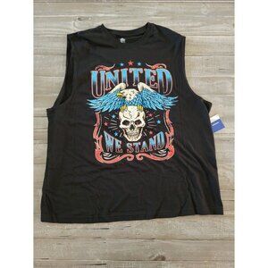Celebrate! Patriotic Men's Sleeveless‎ Size 2XL Black United We Stand Shirt